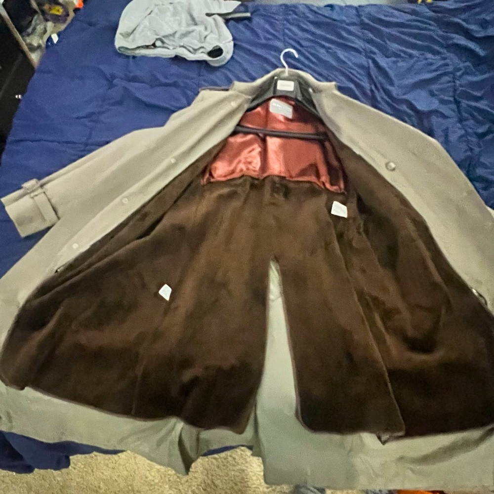 Oakton ltd grey trench coat zip in liner